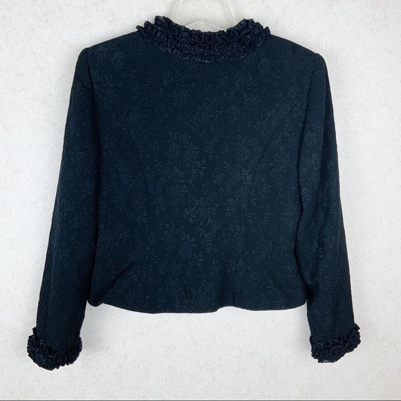 Vintage Landa black floral ruffle jacket blazer - Picture 5 of 6